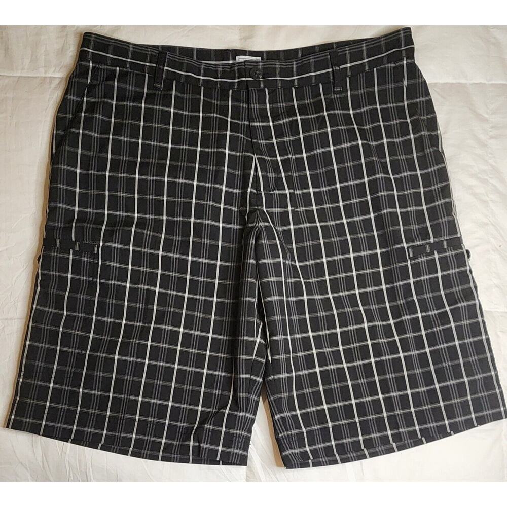 Adidas Golf Shorts Men's Size 36 Black Plaid Golf/Chino Shorts 6 Pocket